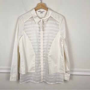 NEW Chelsea and Walker Ivory Sheer‎ Tuxedo Shirt Size 10